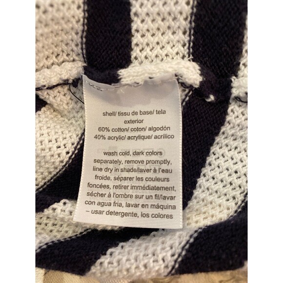 Tommy Hilfiger Sweater Size Medium Crewneck Black & White Striped Lightweight - Picture 8 of 10